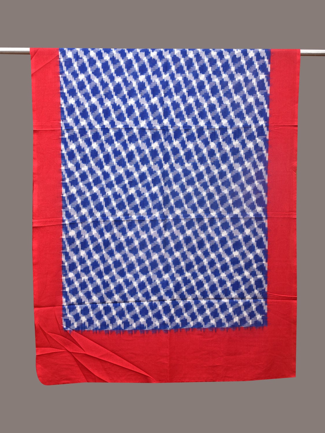 Blue and Red Pochamaplly Ikat Cotton Handloom Dupatta with Grill Design ds3354