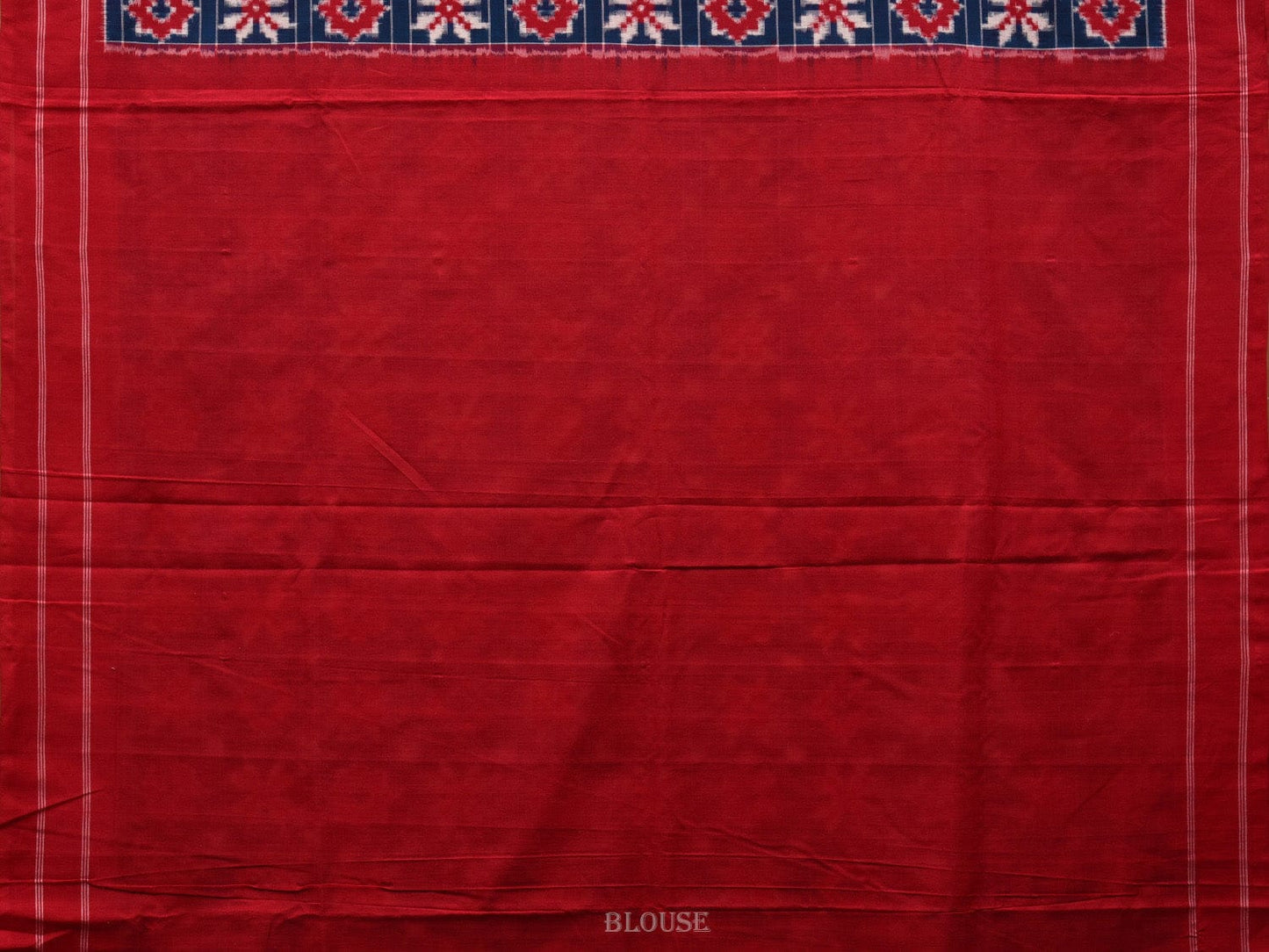 Blue and Red Pochampally Double Ikat Cotton Handloom Saree with Telia and Checks Design i0698