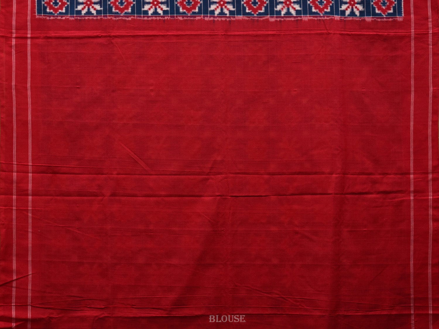 Blue and Red Pochampally Double Ikat Cotton Handloom Saree with Telia and Checks Design i0698