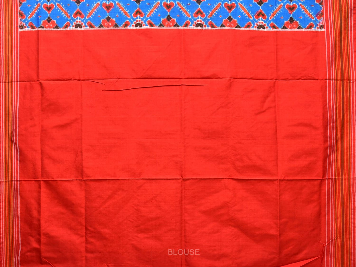 Blue and Red Pochampally Double Ikat Silk Handloom Saree with Panpatola Design i0759
