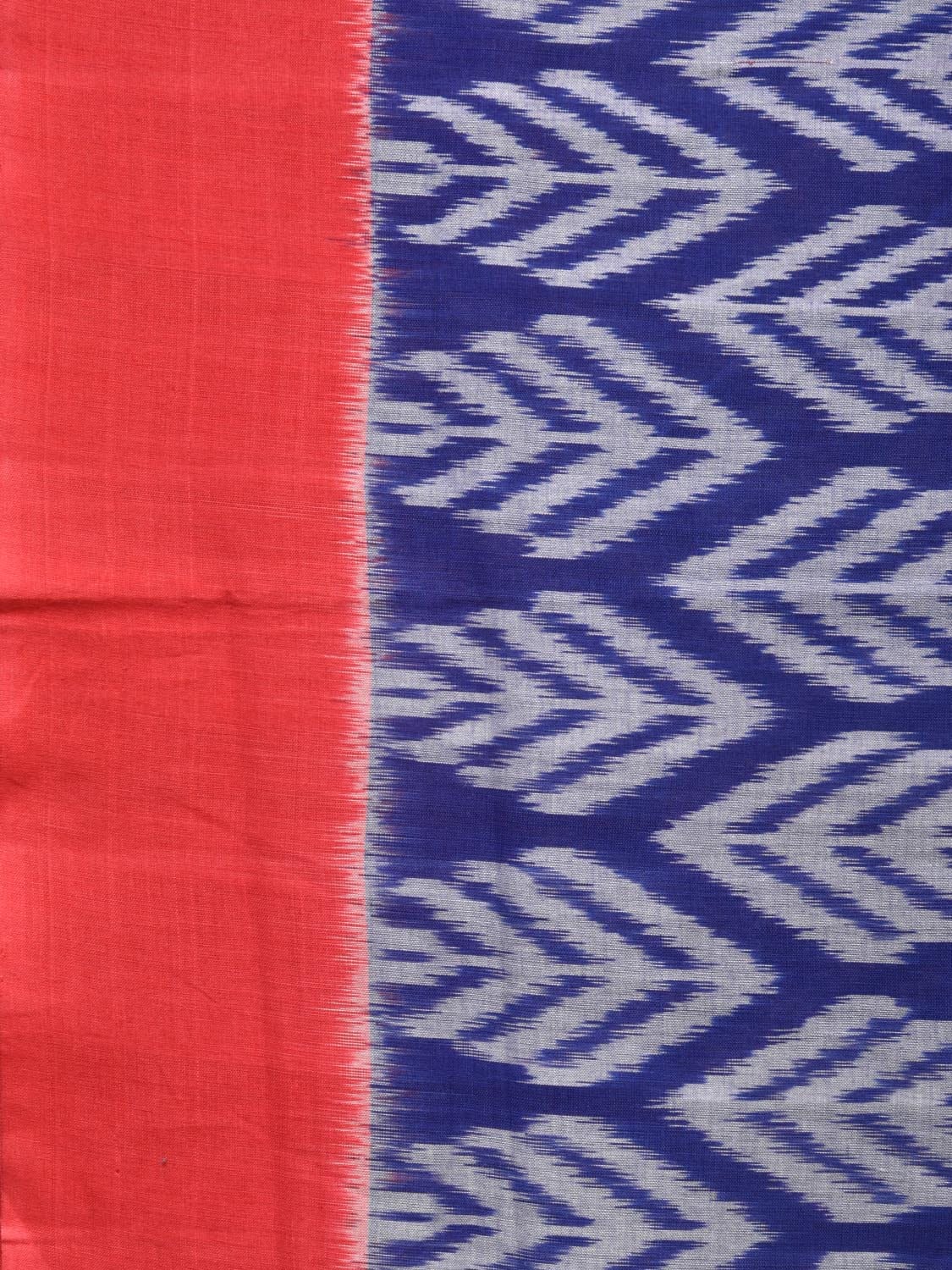 Blue and Red Pochampally Ikat Cotton Handloom Saree with All Over Design i0788