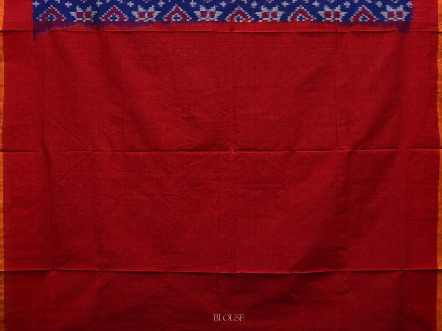 Blue and Red Pochampally Ikat Cotton Handloom Saree with Telia Design i0625