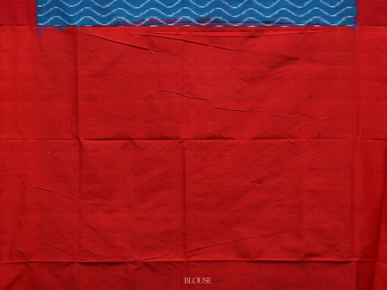 Blue and Red Pochampally Ikat Cotton Handloom Saree with Waves Design i0599