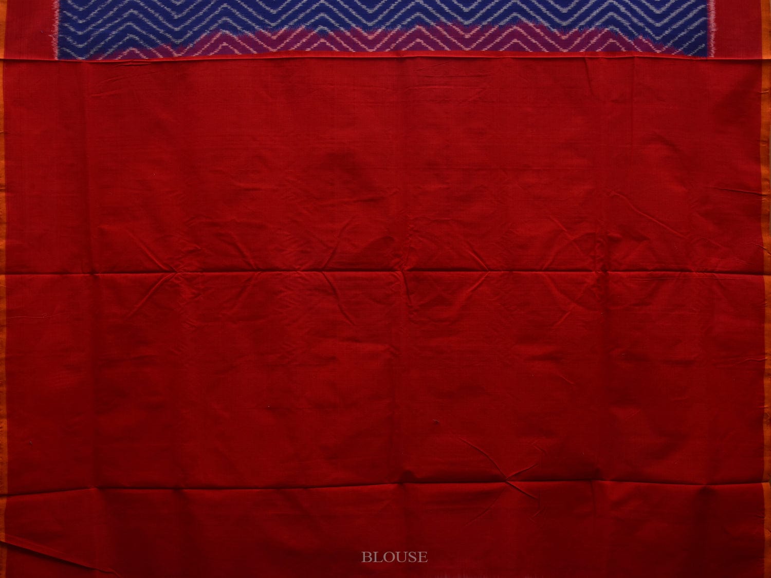 Blue and Red Pochampally Ikat Cotton Handloom Saree with Zig-Zag Design i0658