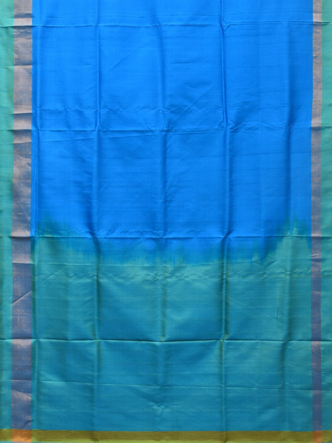 Blue and Sea Blue Uppada Silk Handloom Plain Saree with Contrast Pallu Design u2119