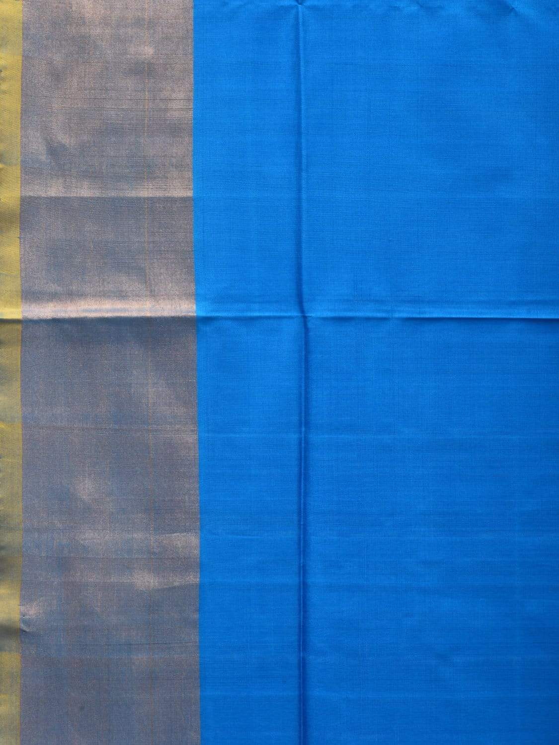 Blue and Sea Green Uppada Silk Handloom Plain Saree with Contrast Pallu Design u1759