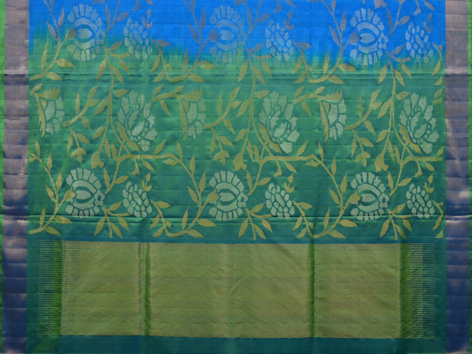 Blue and Sea Green Uppada Silk Handloom Saree with All Over Design u1924