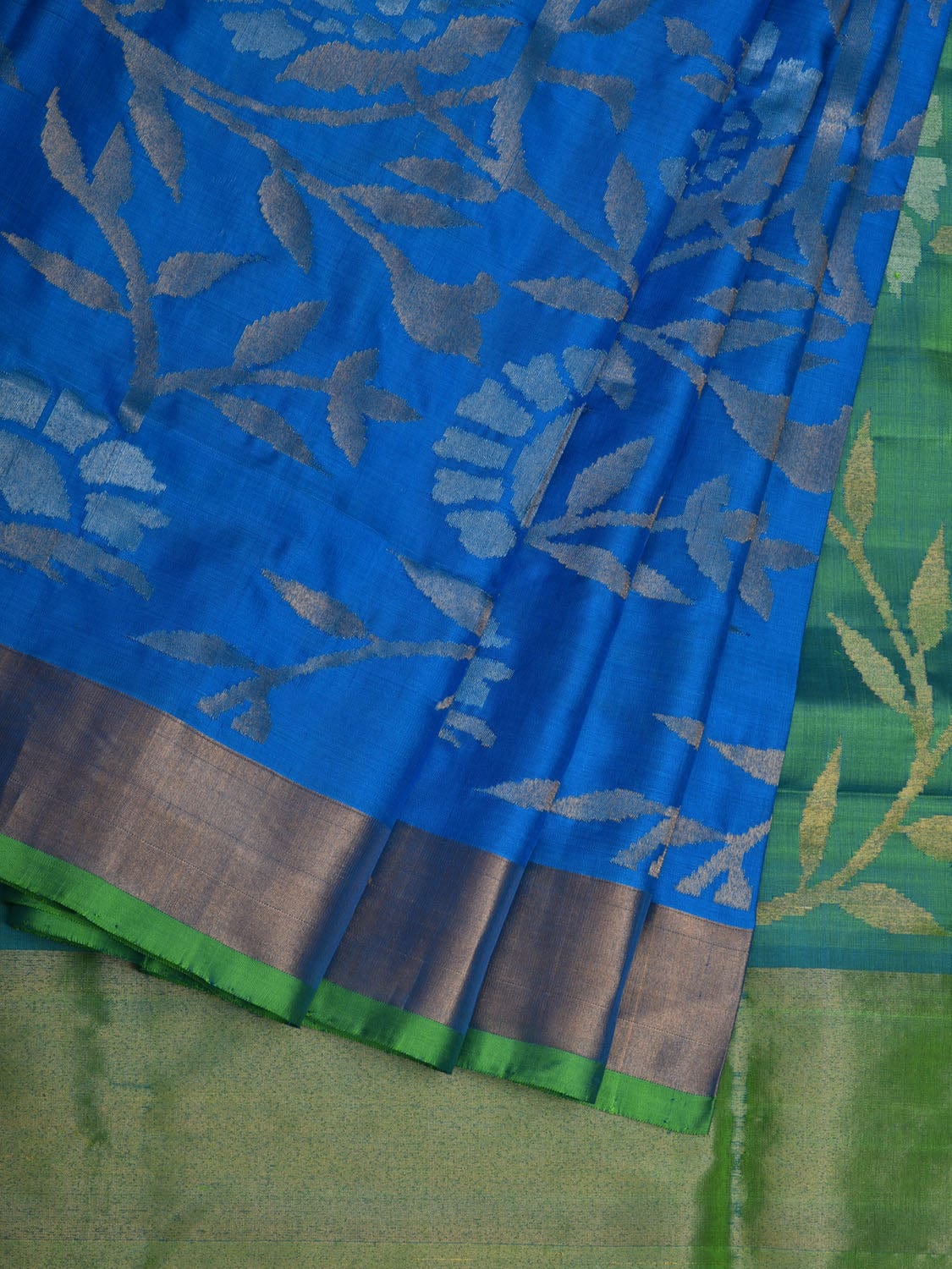 Blue and Sea Green Uppada Silk Handloom Saree with All Over Design u1924