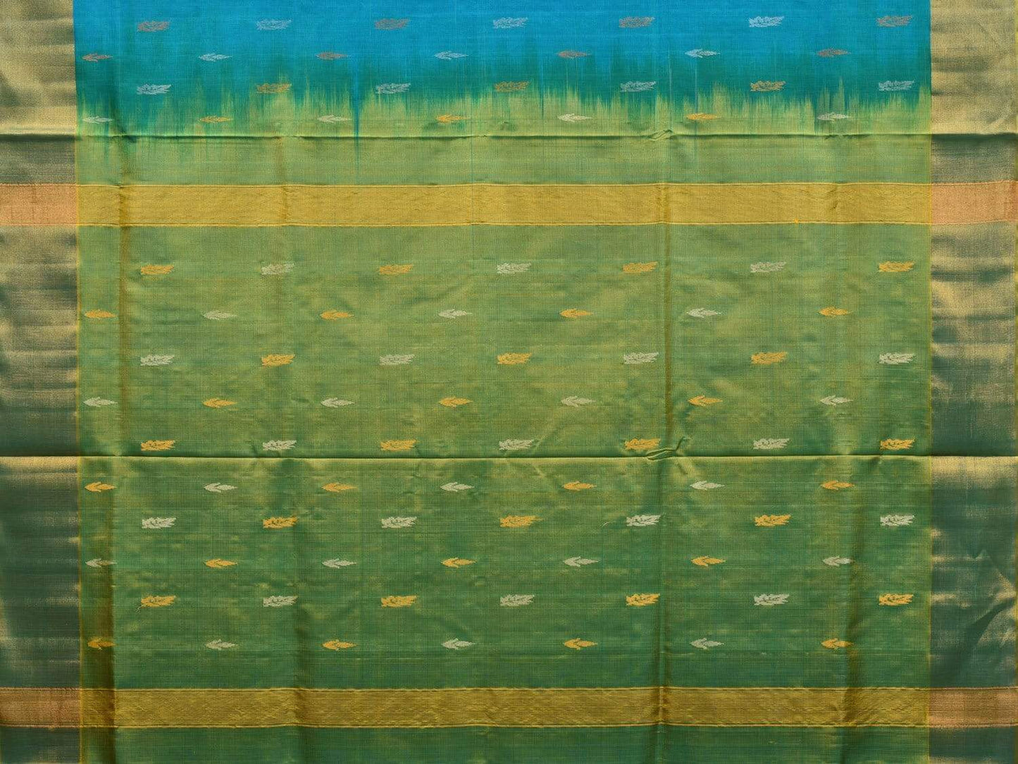 Blue and Sea Green Uppada Silk Handloom Saree with Buta and Contrast Pallu Design u1806