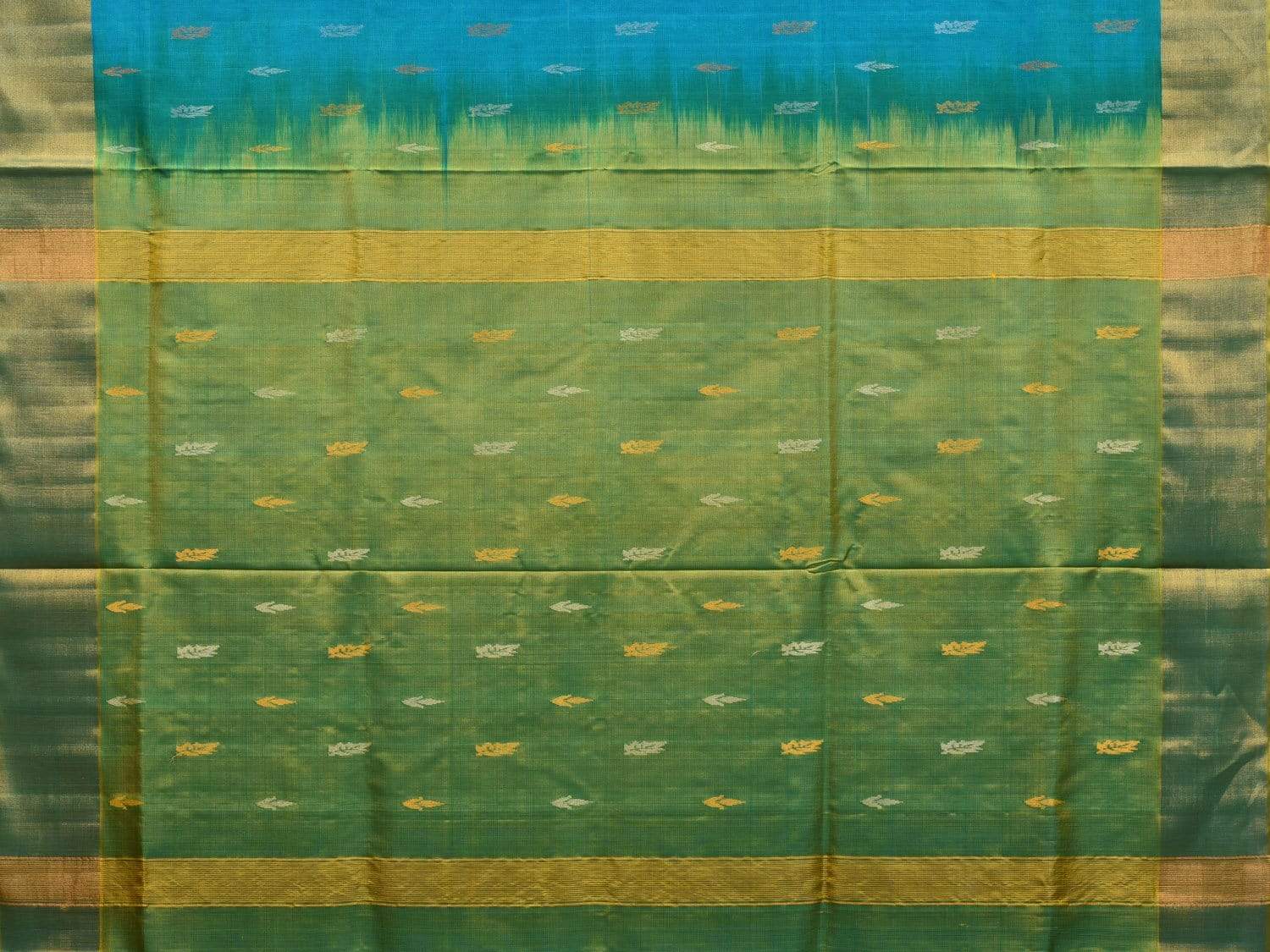 Blue and Sea Green Uppada Silk Handloom Saree with Buta and Contrast Pallu Design u1806