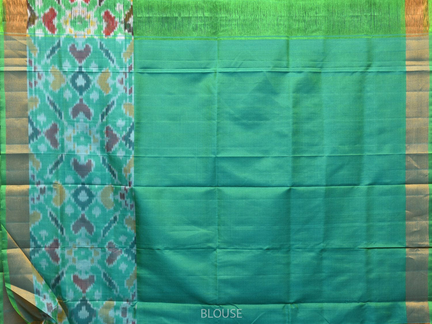 Blue and Sea Green Uppada Silk Handloom Saree with Buta and Ikat Border Design u2082