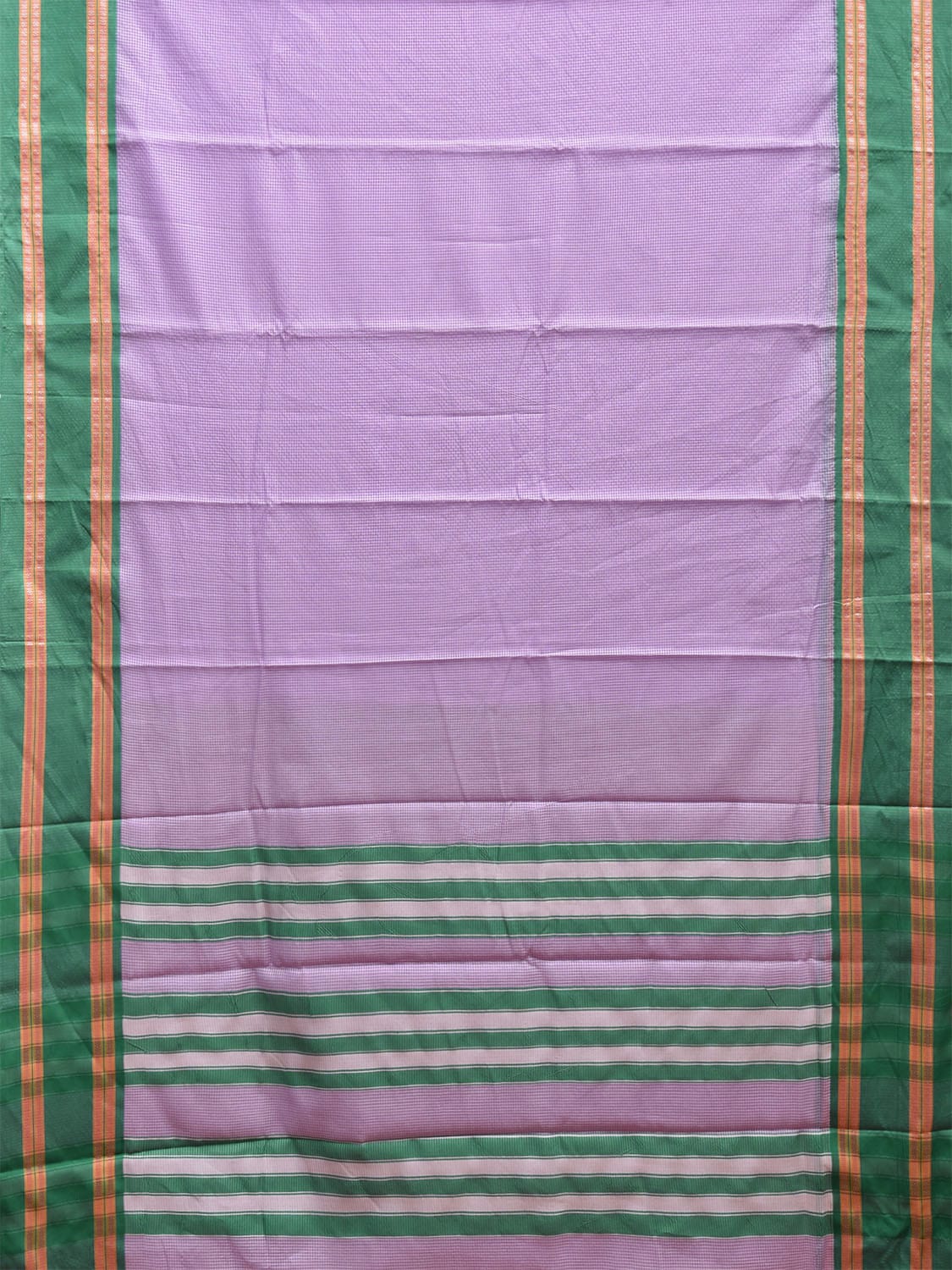 Blue and Turquoise Bamboo Cotton Saree with Small Checks and Strips Pallu Design No Blouse bc0635