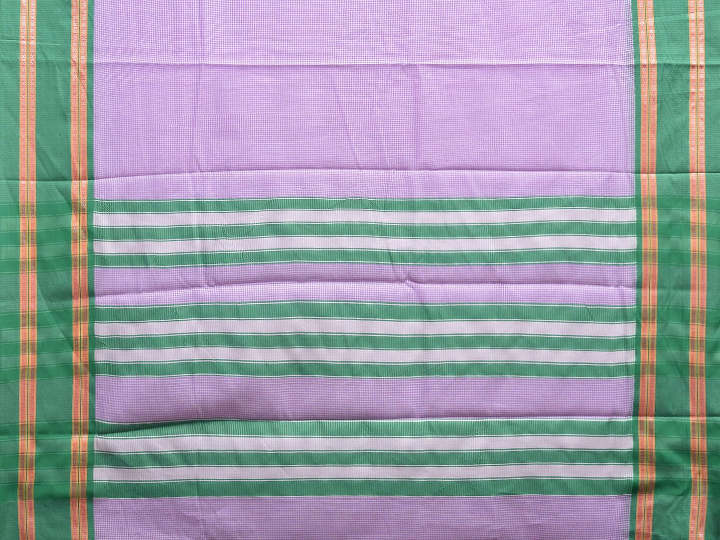 Blue and Turquoise Bamboo Cotton Saree with Small Checks and Strips Pallu Design No Blouse bc0635