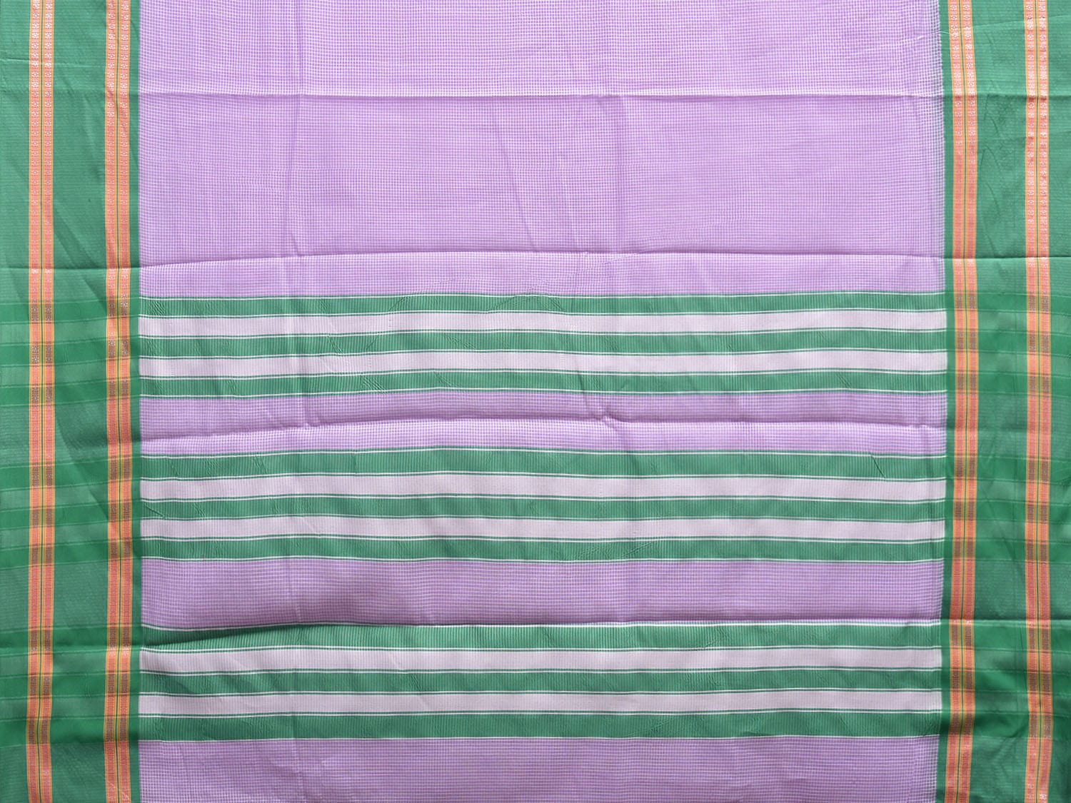 Blue and Turquoise Bamboo Cotton Saree with Small Checks and Strips Pallu Design No Blouse bc0635