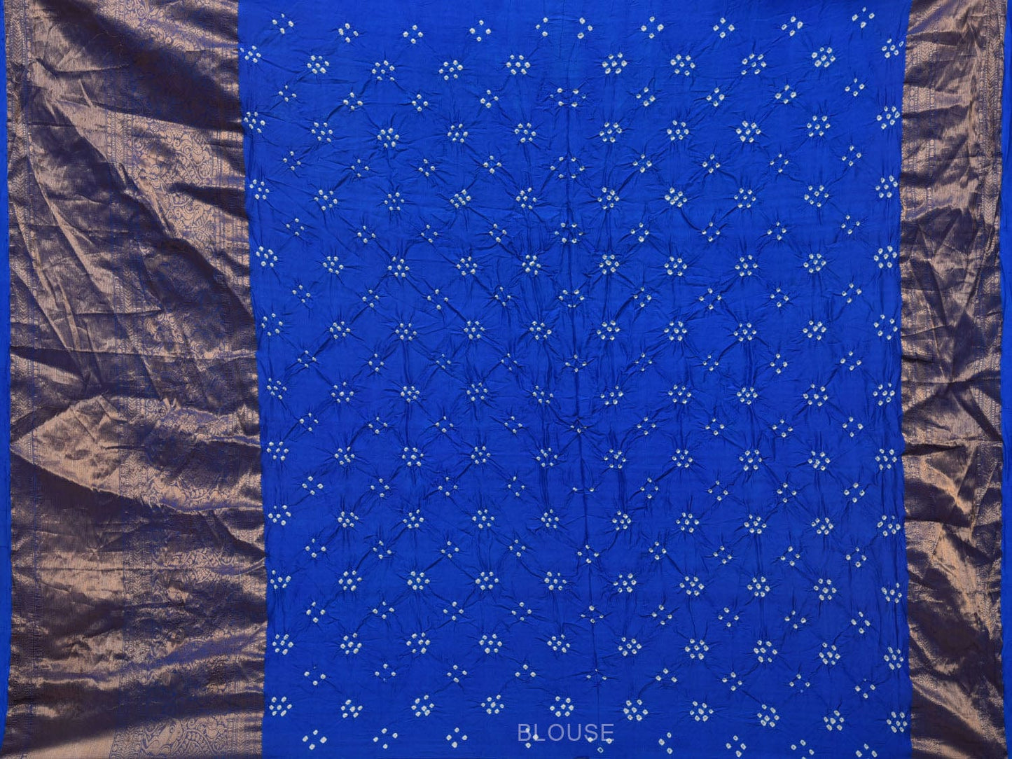 Blue and Turquoise Bandhani Kanchipuram Silk Handloom Saree with Pallu Design bn0382