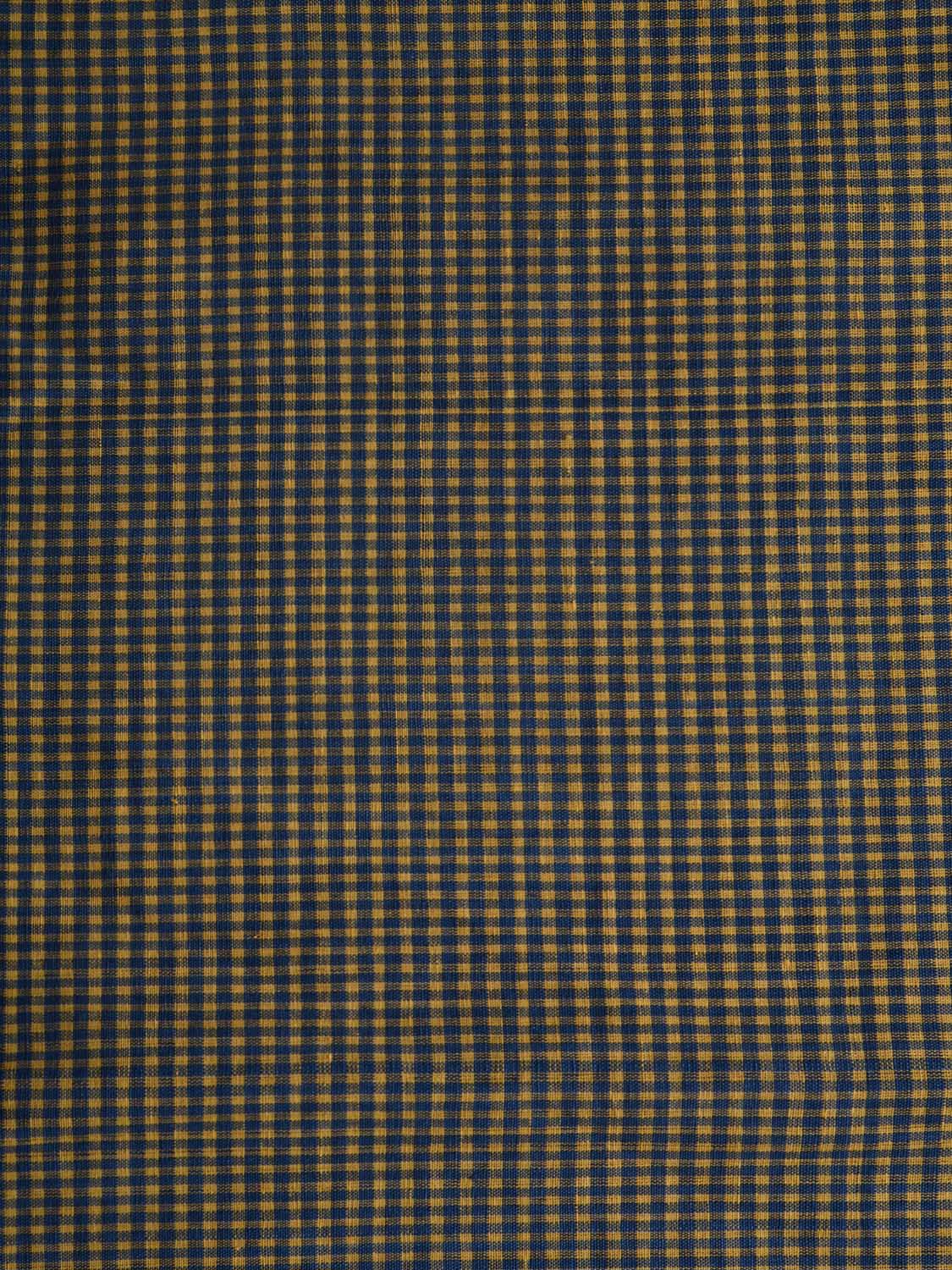 Blue and Yellow Cotton Handloom 2.5mts Fabric with Small Checks Design f0197
