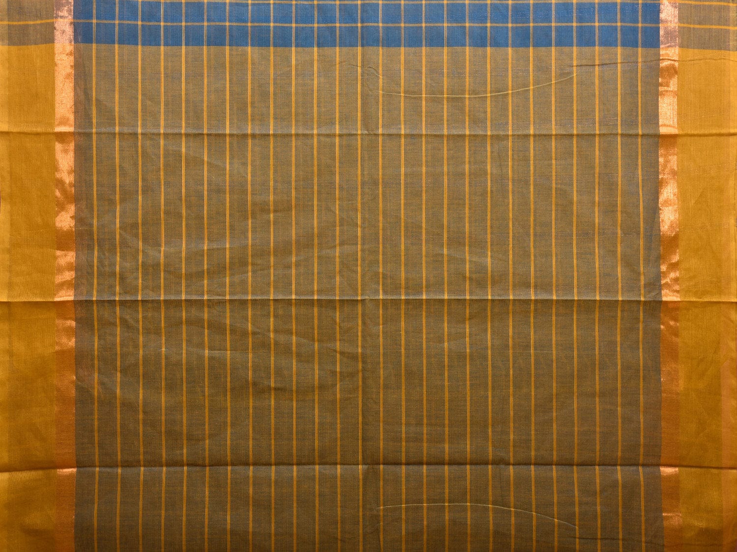 Blue and Yellow Kanchipuram Cotton Saree with Big Checks Design k0616