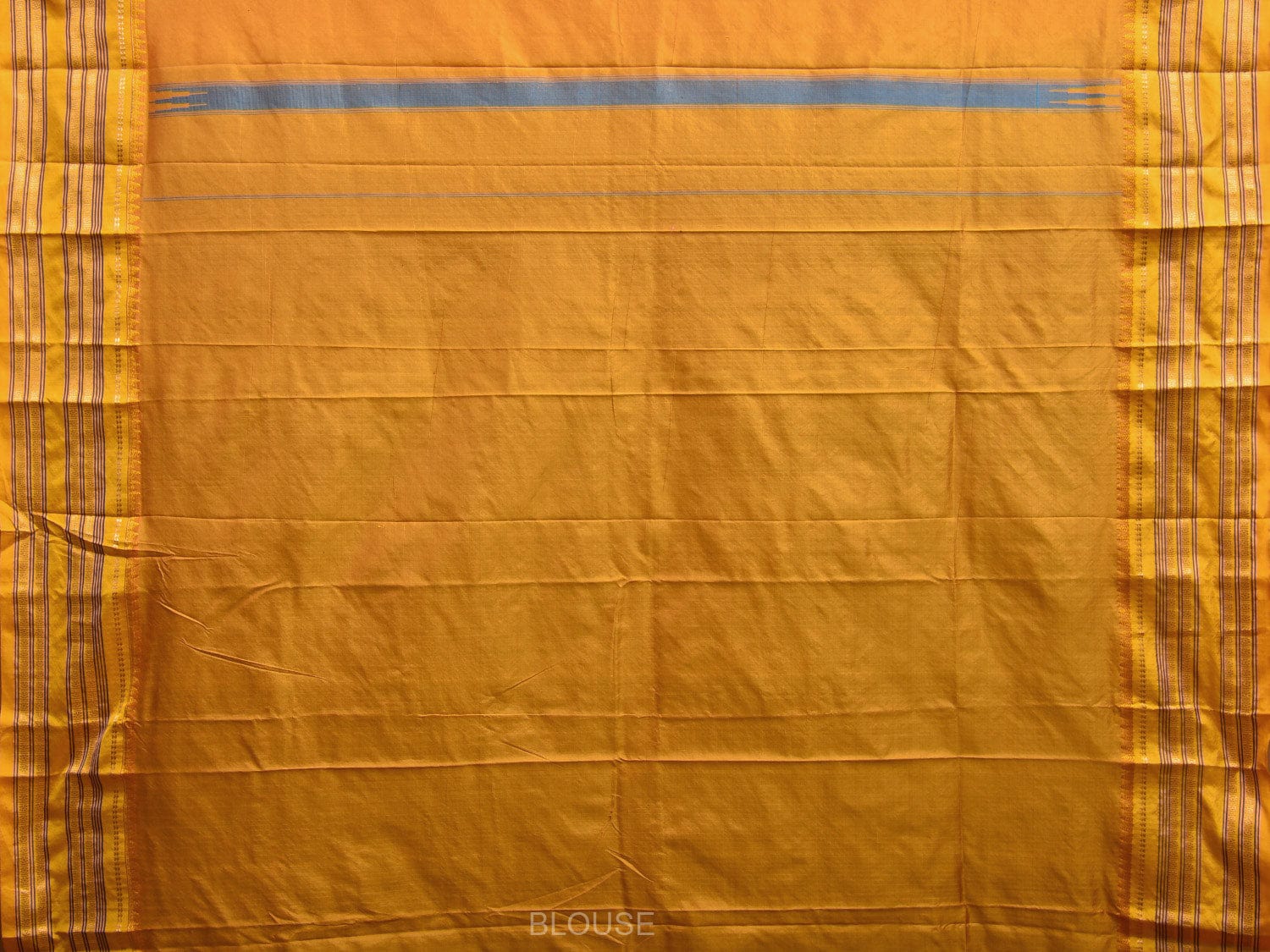 Blue and Yellow Narayanpet Silk Handloom Saree with Checks Design np0936