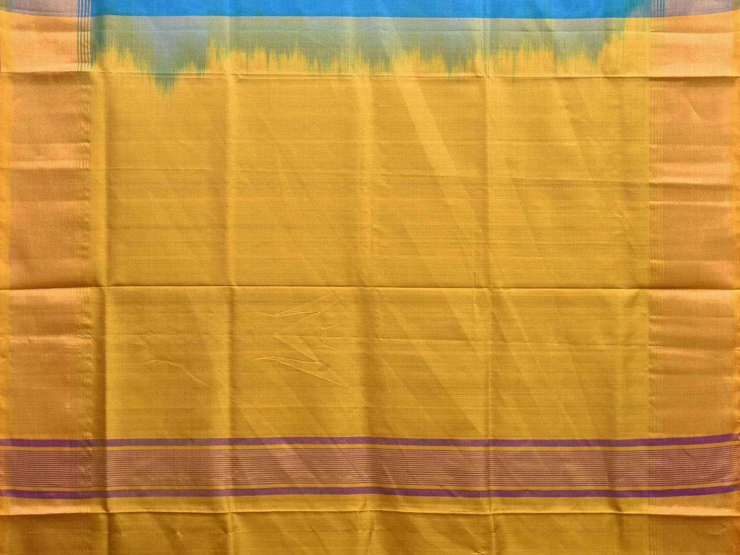 Blue and Yellow Uppada Plain Silk Handloom Saree with Contrast Pallu Design u2233