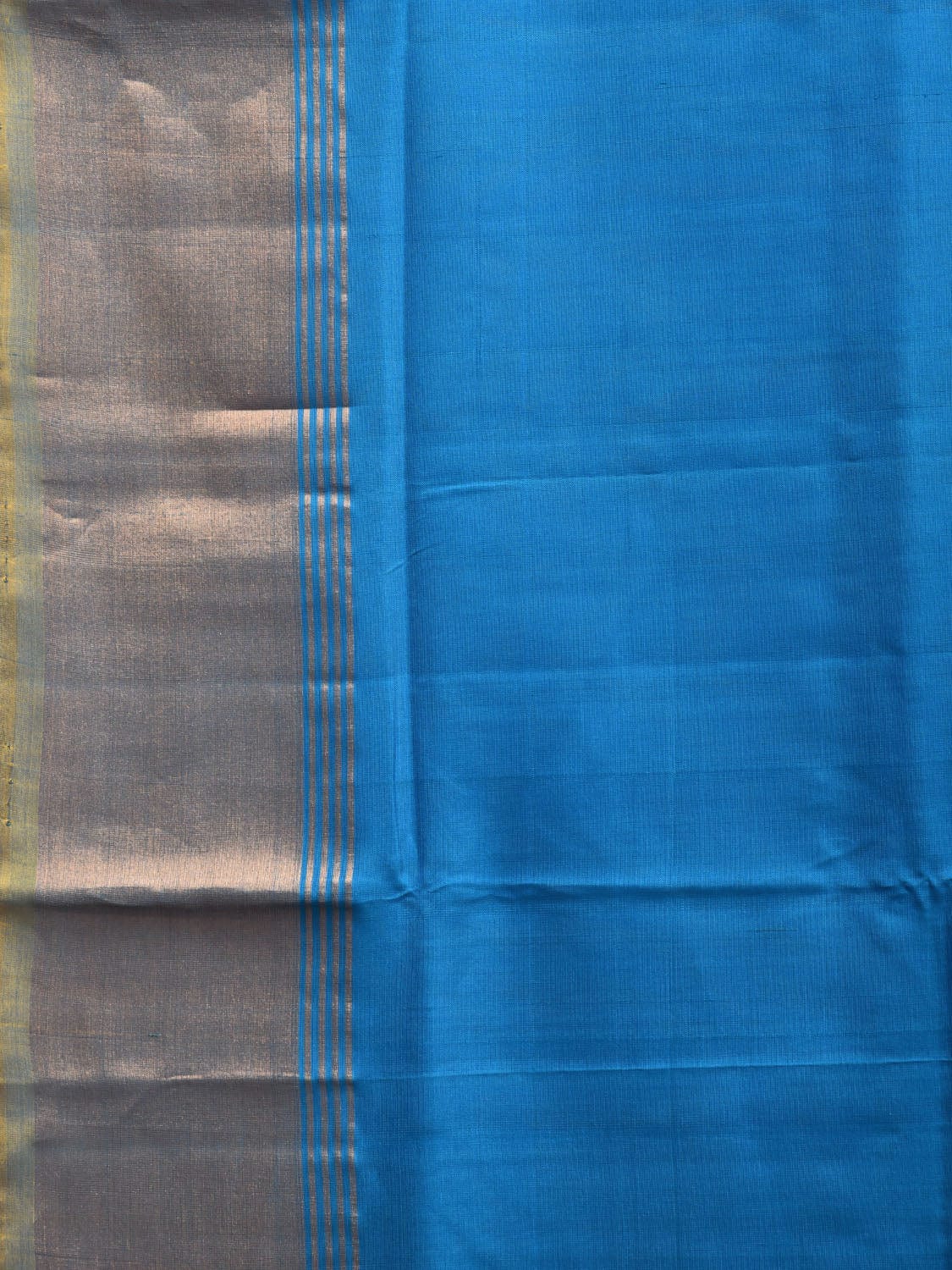 Blue and Yellow Uppada Plain Silk Handloom Saree with Contrast Pallu Design u2233