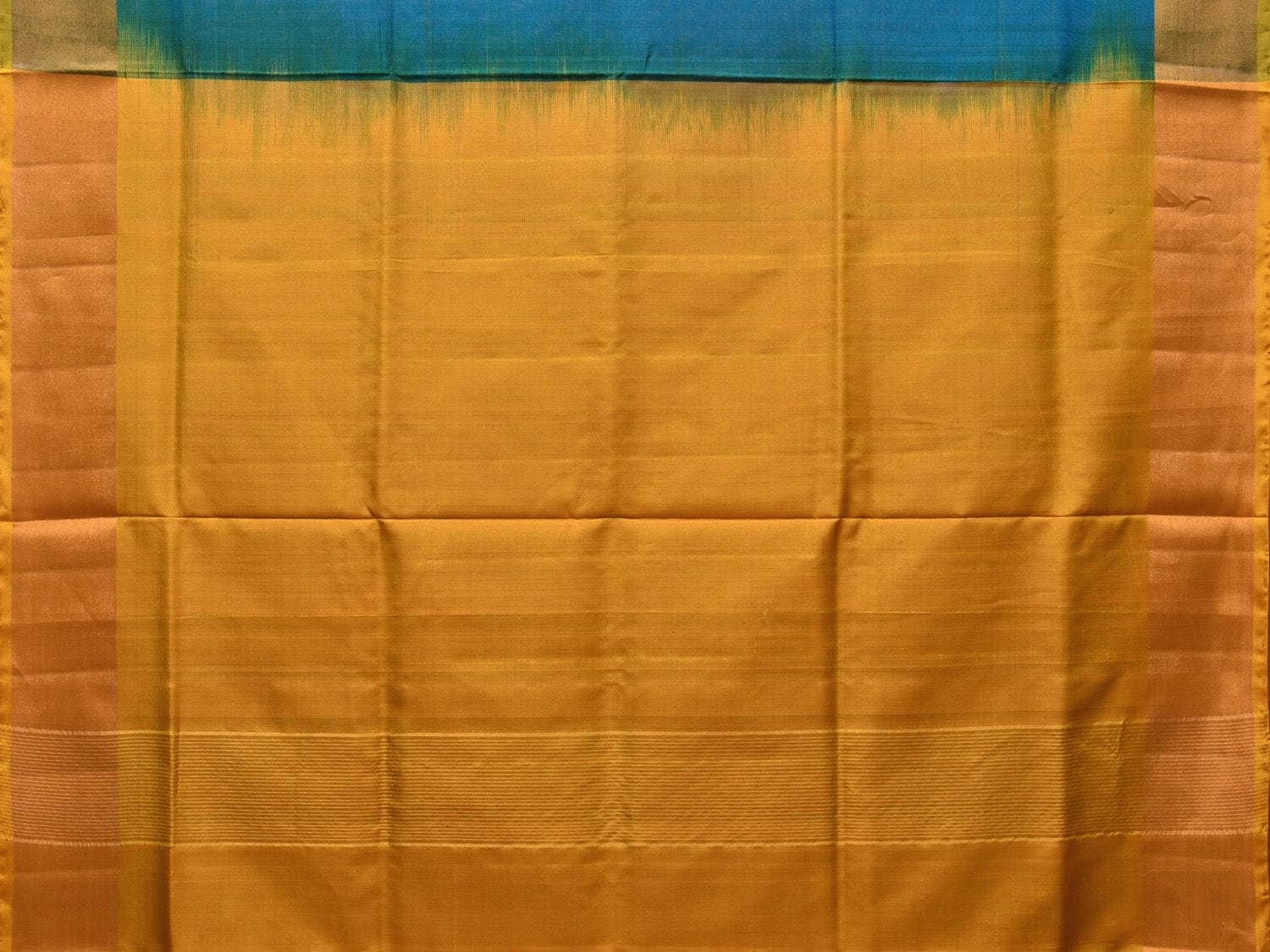Blue and Yellow Uppada Silk Handloom Plain Saree with Contrast Pallu Design u2146