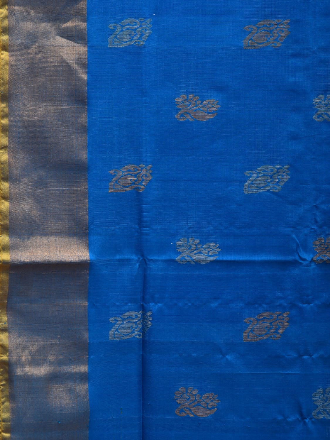 Blue and Yellow Uppada Silk Handloom Saree with Body Buta Design u1854