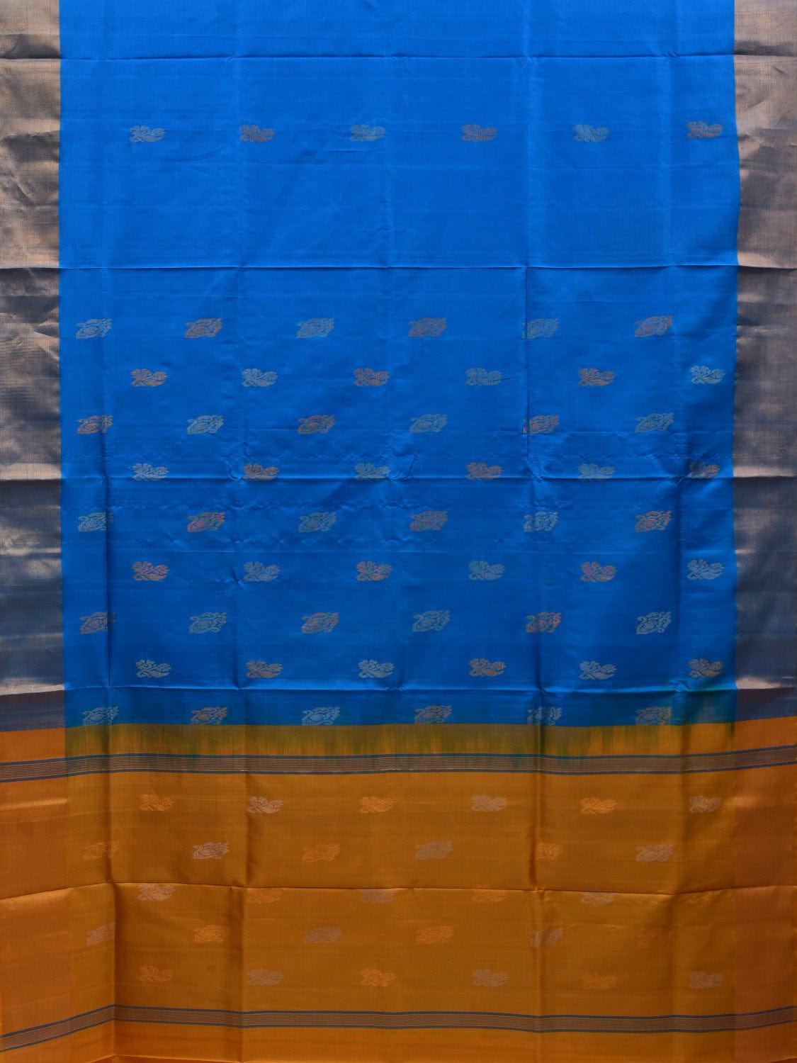 Blue and Yellow Uppada Silk Handloom Saree with Body Buta Design u1854