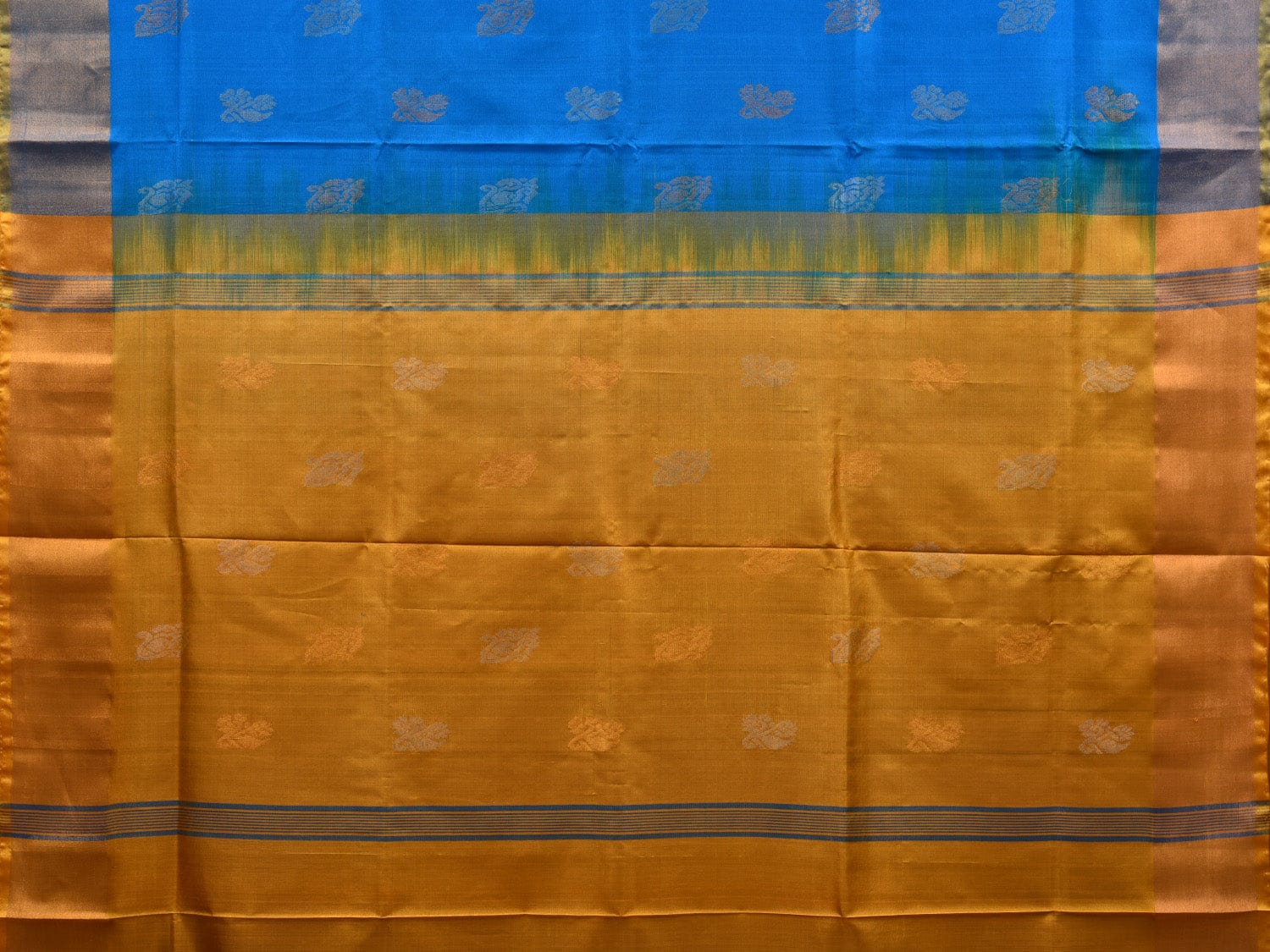 Blue and Yellow Uppada Silk Handloom Saree with Body Buta Design u1854