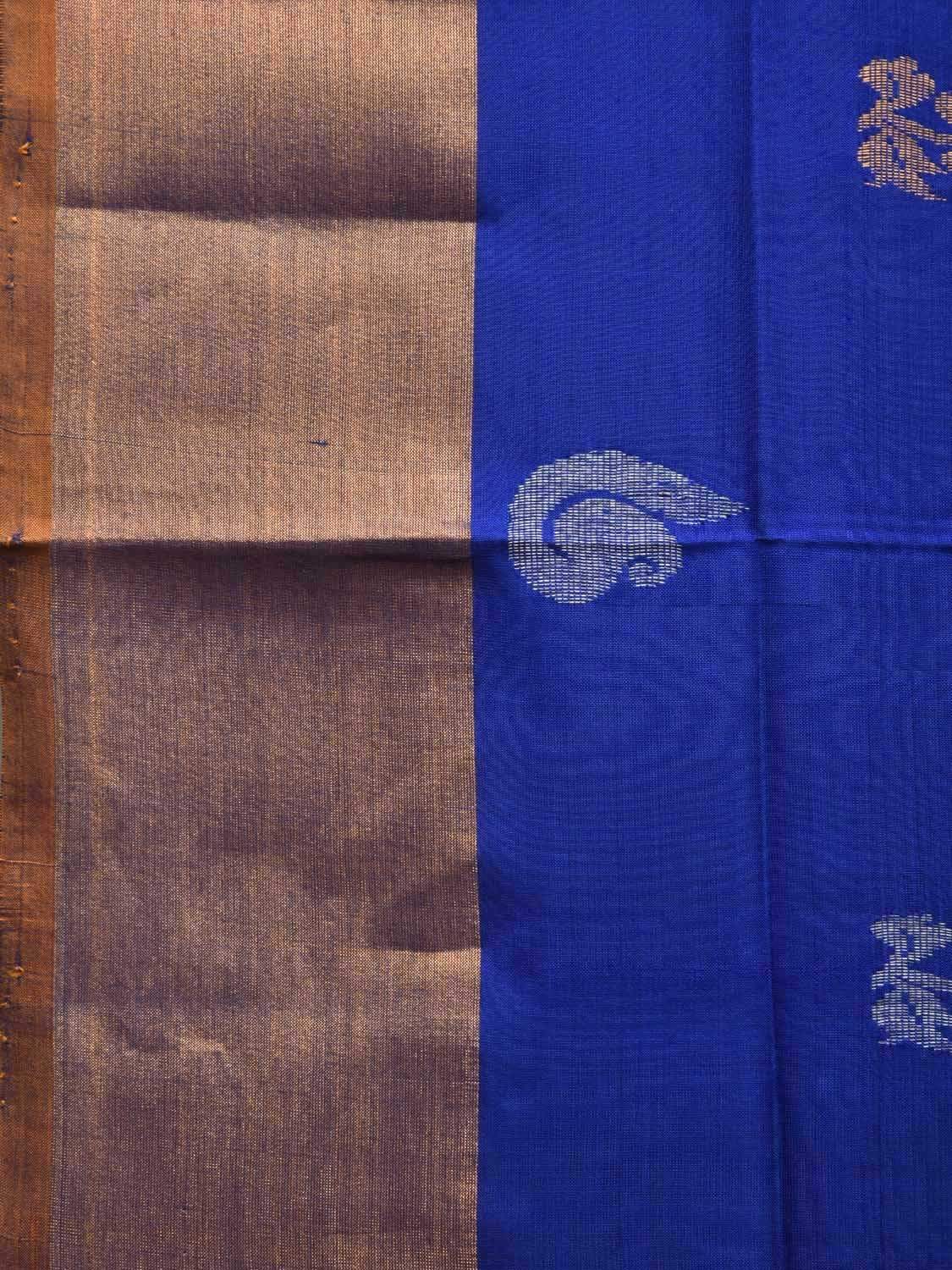 Blue and Yellow Uppada Silk Handloom Saree with Buta and Contrast Pallu Design u1745