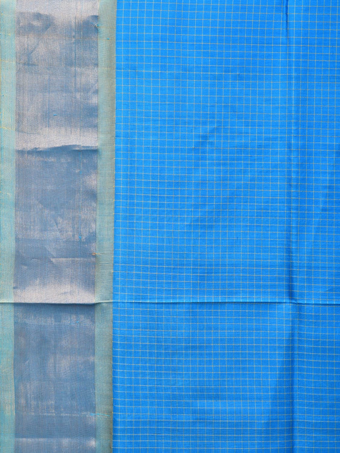 Blue and Yellow Uppada Silk Handloom Saree with Checks Design u2075