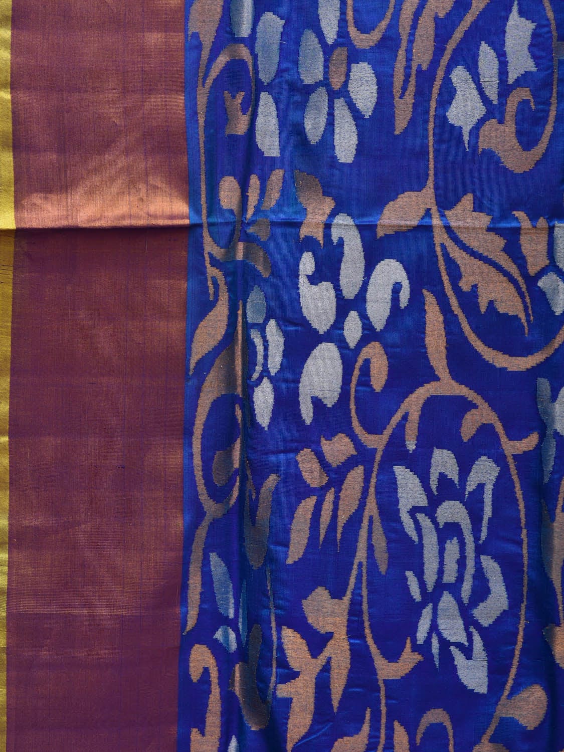 Blue and Yellow Uppada Silk Handloom Saree with One Side Border Design u1973