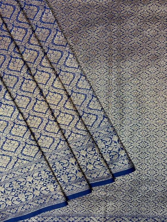 Blue  Antique Zari Banaras Katan Intricate Allover Brocade Saree with  Border and Pallu Design b0307ds