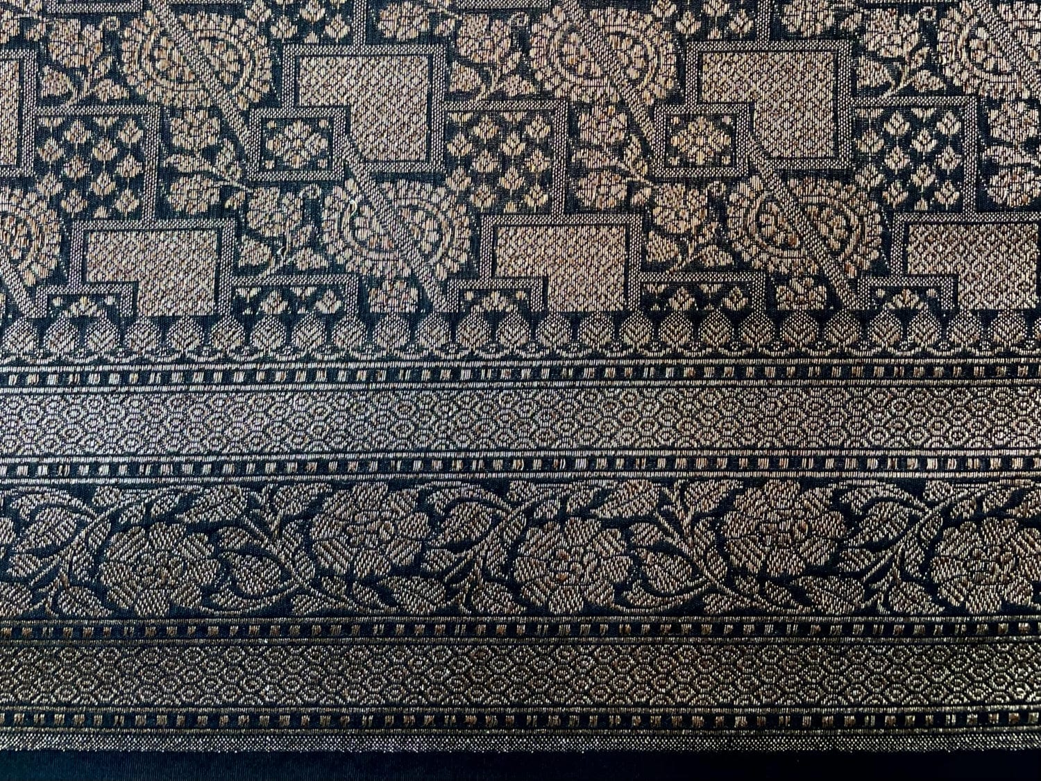 Blue Antique Zari Banaras Katan Intricate Allover Brocade Saree with   Border and Pallu Design b0313ds