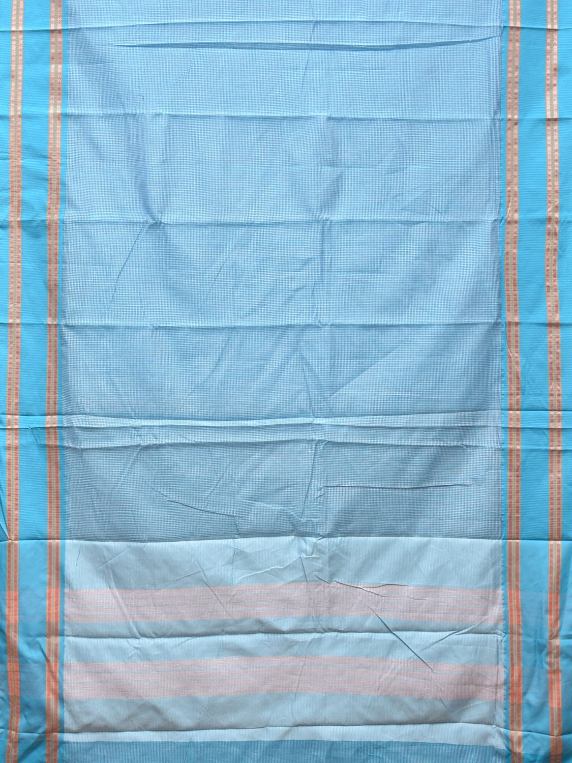 Blue Bamboo Cotton Saree with Small Checks Design No Blouse bc0186
