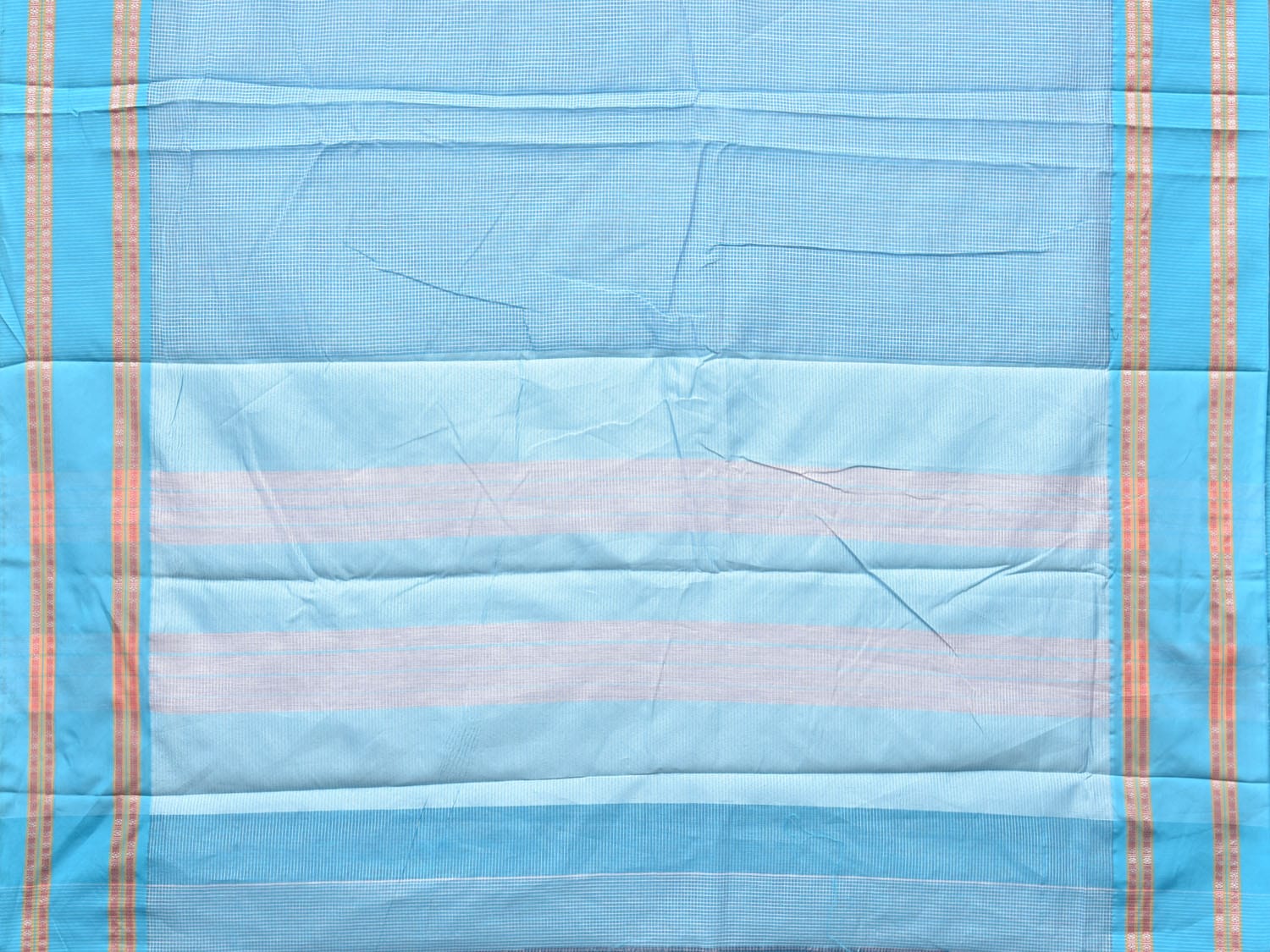 Blue Bamboo Cotton Saree with Small Checks Design No Blouse bc0186