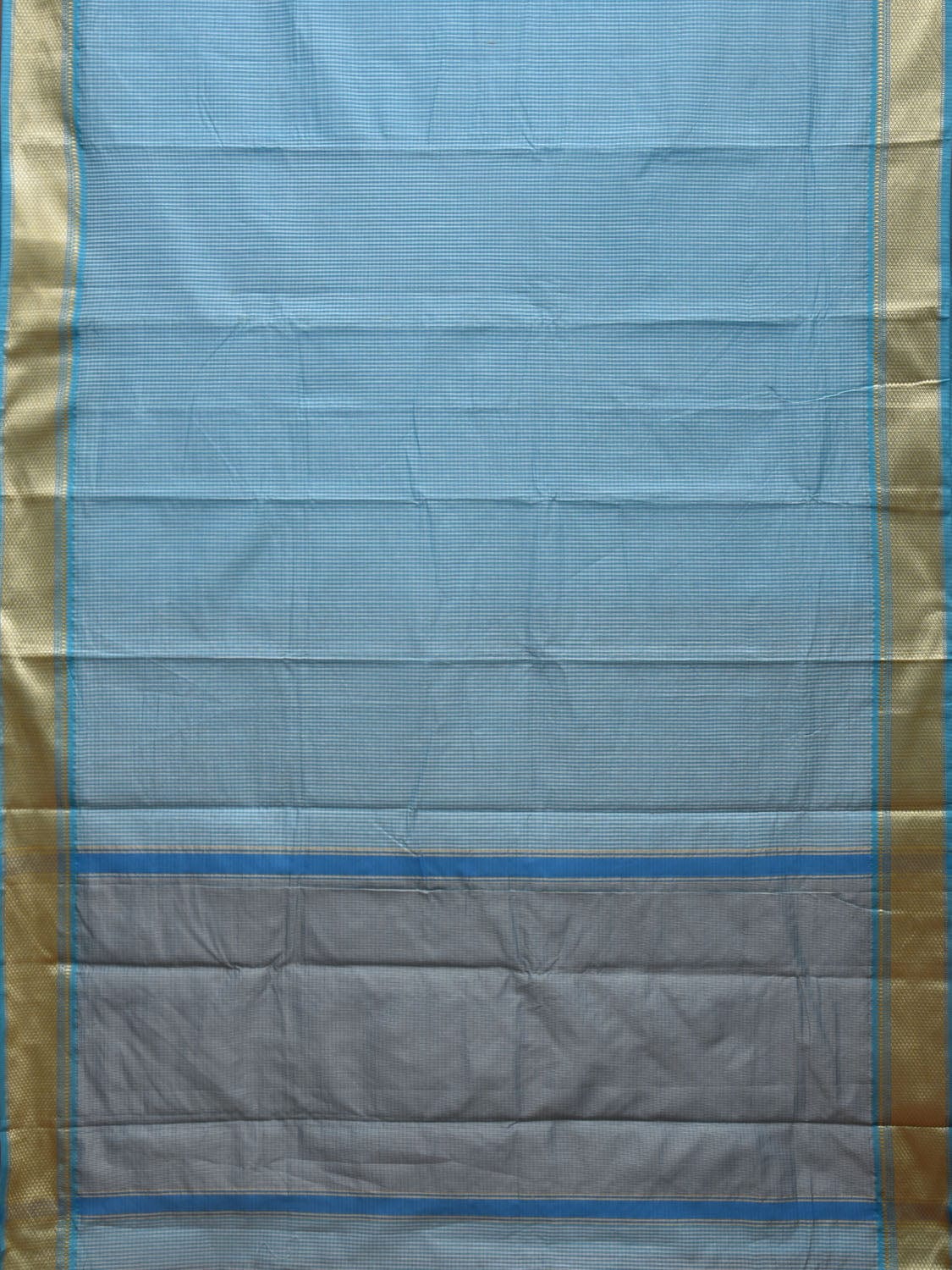 Blue Bamboo Cotton Saree with Small Checks Design No Blouse bc0308