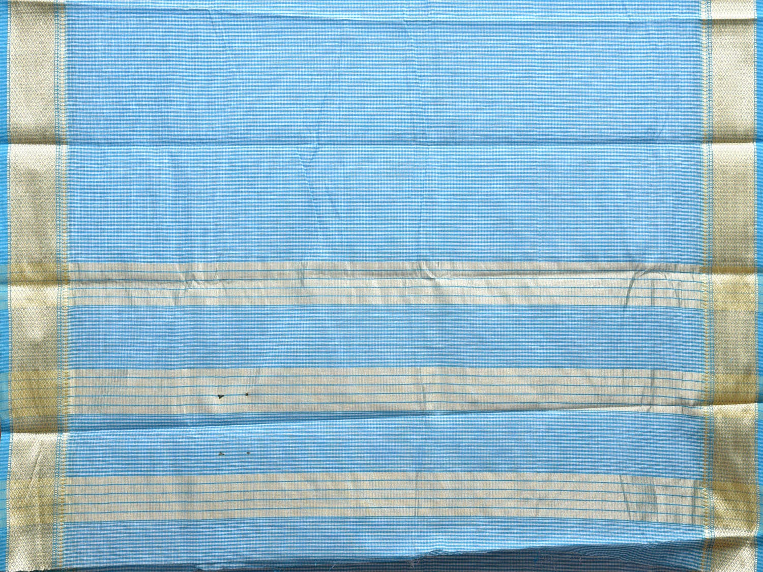 Blue Bamboo Cotton Saree with Small Checks Design No Blouse bc0594