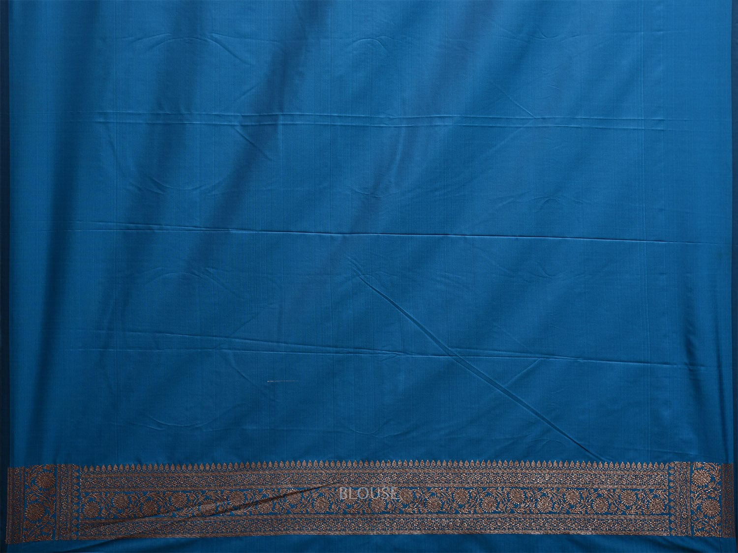 Blue Banaras Katan Saree with All Over and Floral Border Design o0655