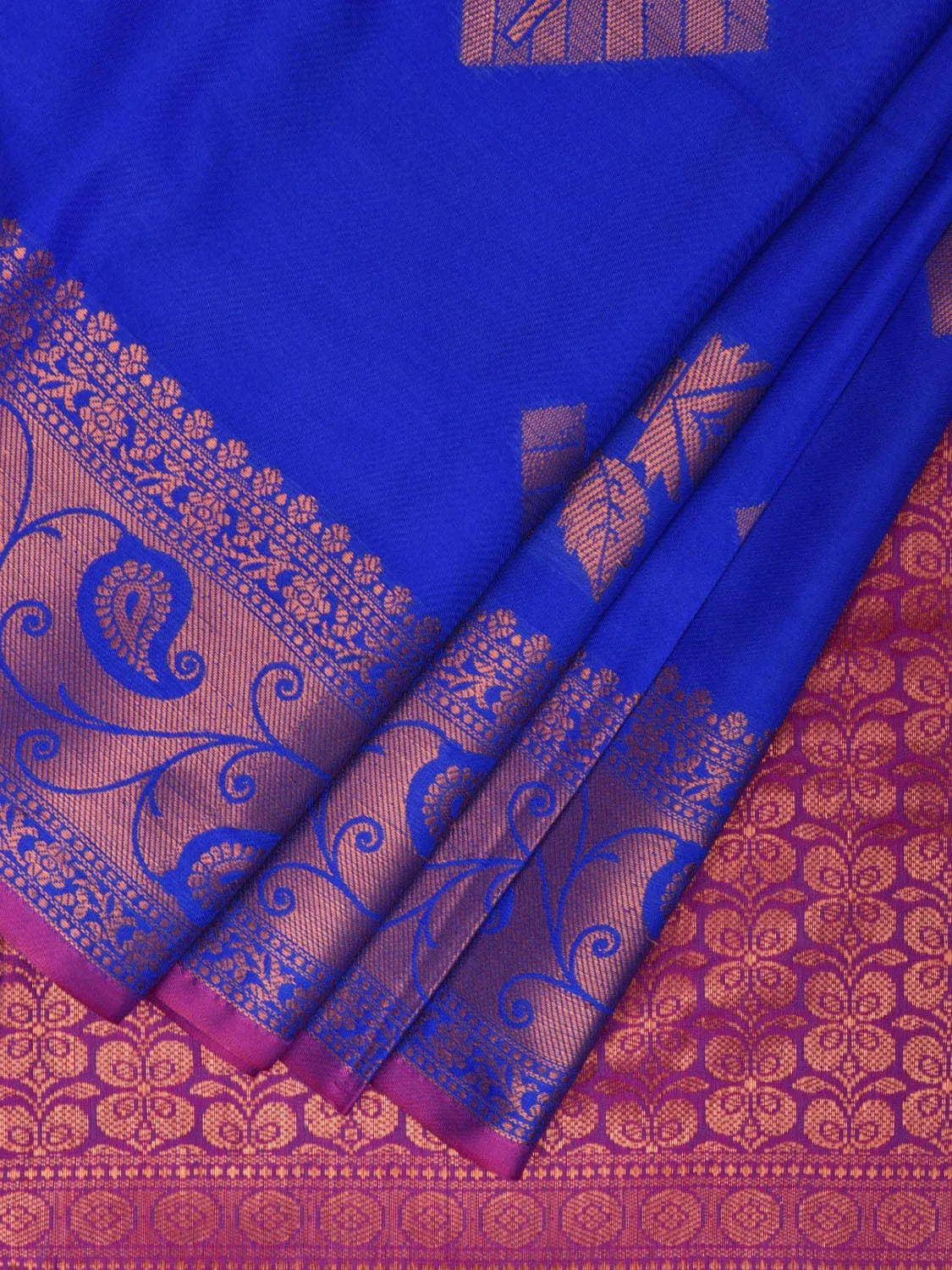 Blue Banaras Katan Silk Saree with Border and Body Butta Design b0059ds