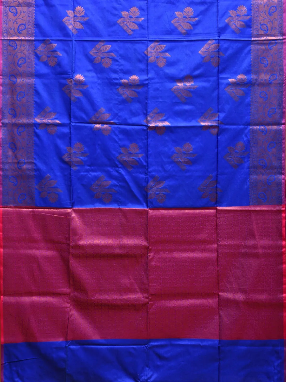 Blue Banaras Katan Silk Saree with Border and Body Butta Design b0059ds