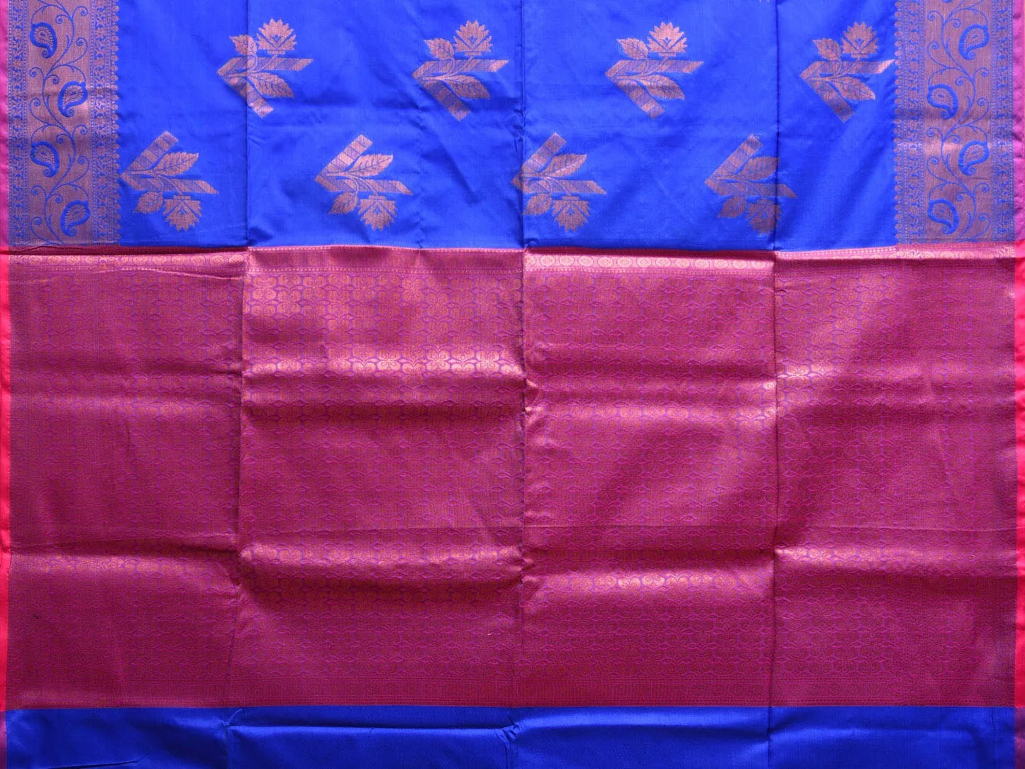 Blue Banaras Katan Silk Saree with Border and Body Butta Design b0059ds