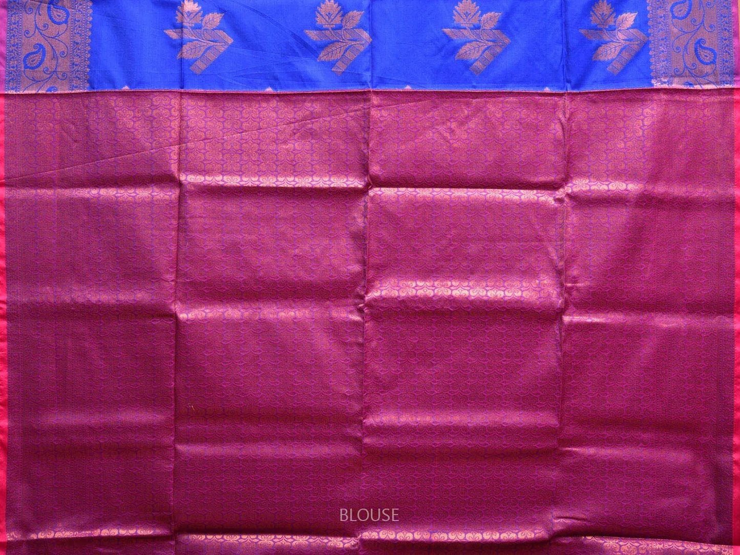 Blue Banaras Katan Silk Saree with Border and Body Butta Design b0059ds