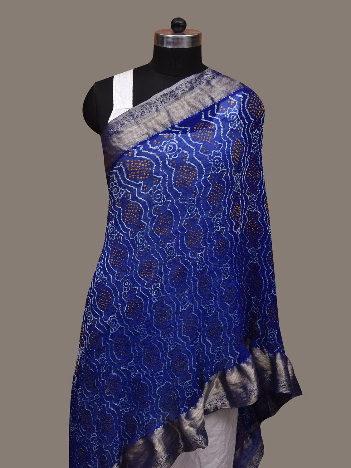 Blue Bandhani Banaras Georgette Dupatta with Border Design ds3082