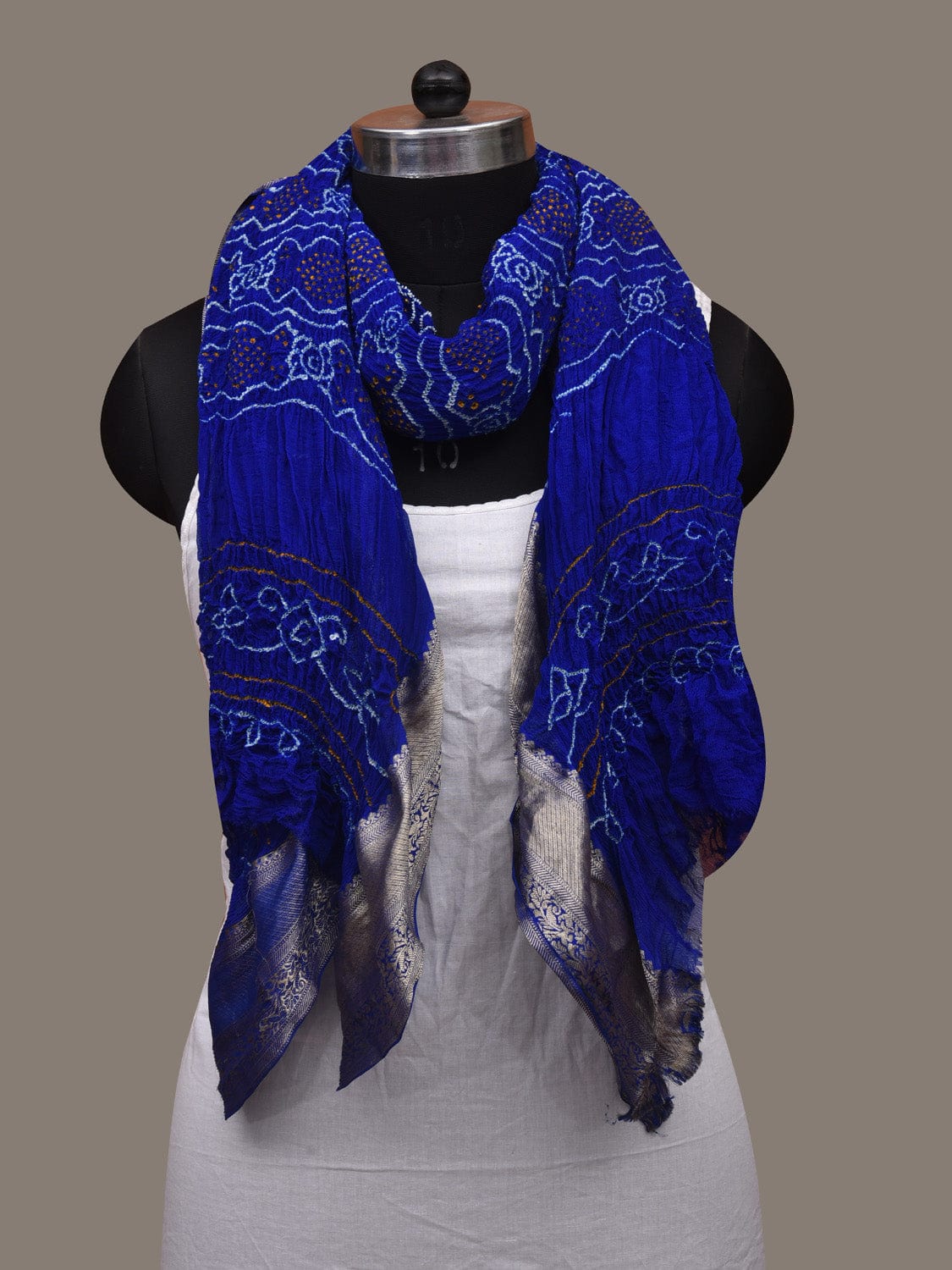 Blue Bandhani Banaras Georgette Dupatta with Border Design ds3082