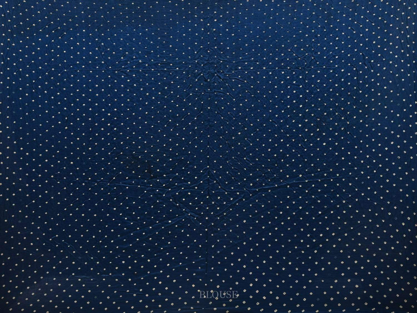 Blue Bandhani Kalamkari Hand Painted Silk Handloom Saree with Big Checks Design bn0318