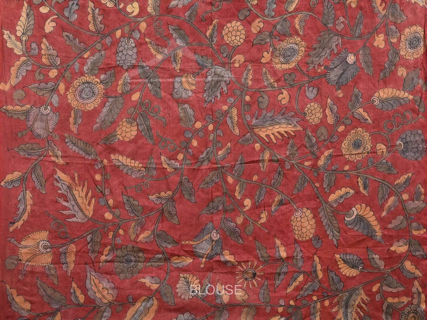 Blue Bandhani Kalamkari Tussar Handloom Saree with Pallu and Border Design bn0243