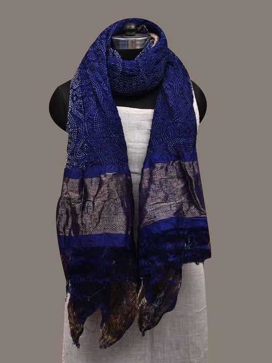Blue Bandhani Kanchipuram Silk Handloom Dupatta with Border and Body Design ds2634