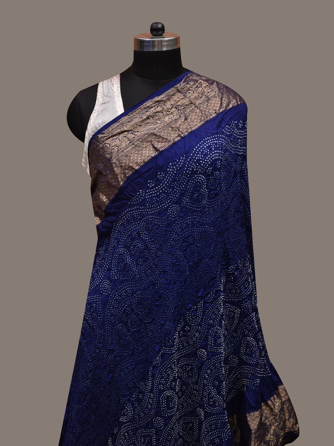 Blue Bandhani Kanchipuram Silk Handloom Dupatta with Border and Body Design ds2634