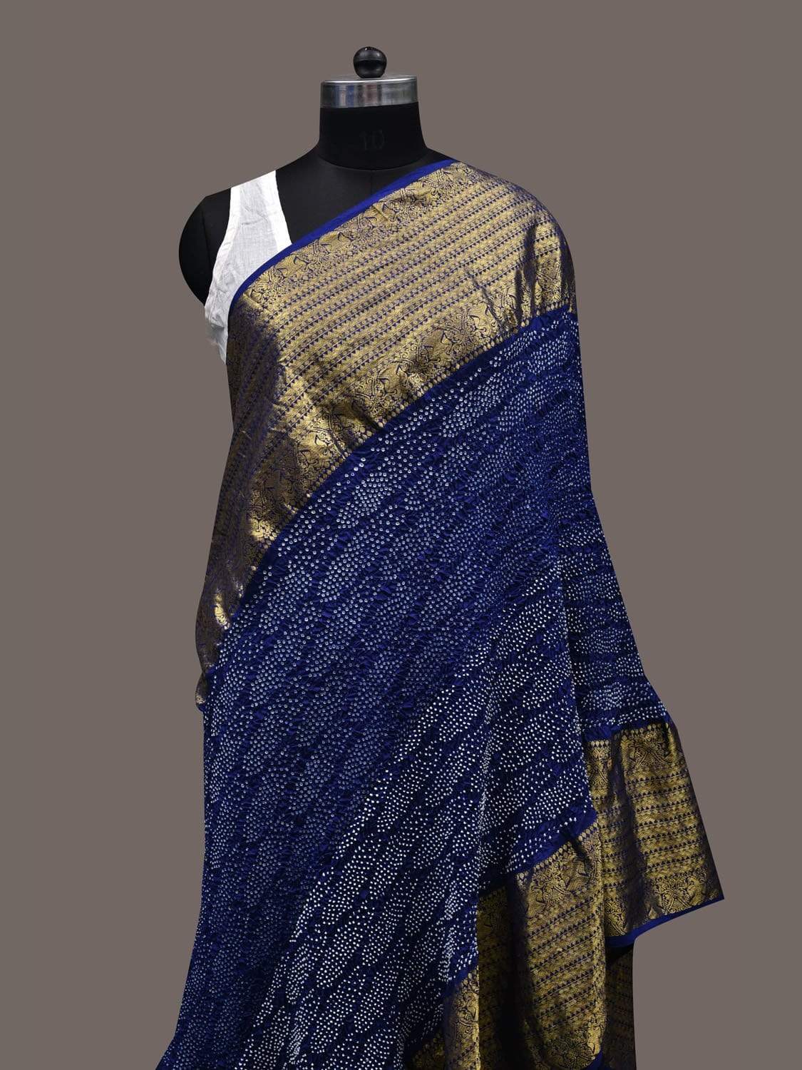 Blue Bandhani Kanchipuram Silk Handloom Dupatta with Border Design ds2396