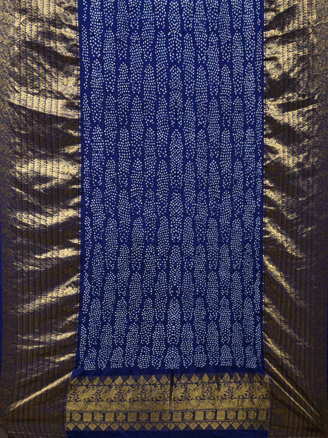 Blue Bandhani Kanchipuram Silk Handloom Dupatta with Border Design ds2396